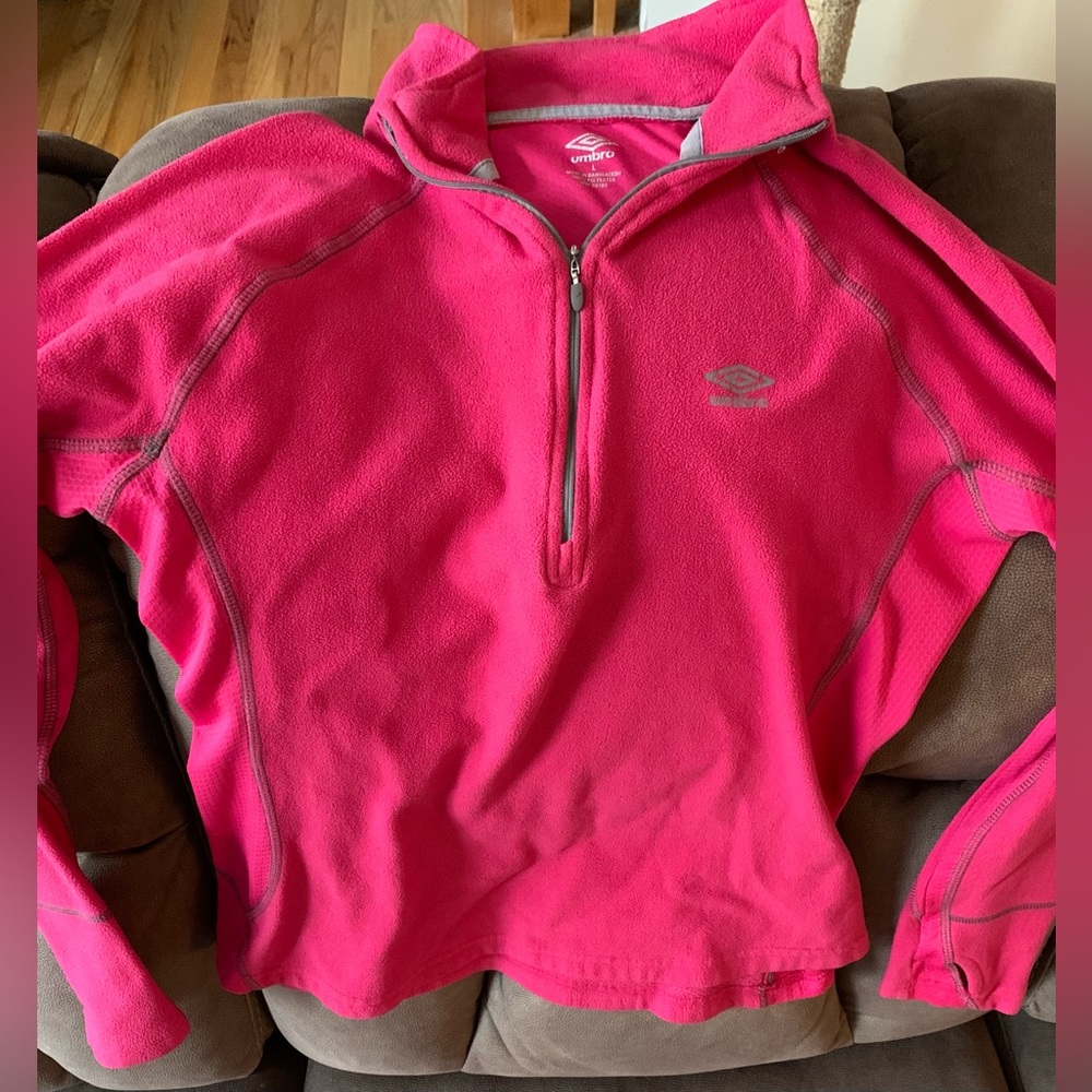 Pre Owned Women’s Large Pink 1/4 Zip Umbro Fleece Pullover Active Top